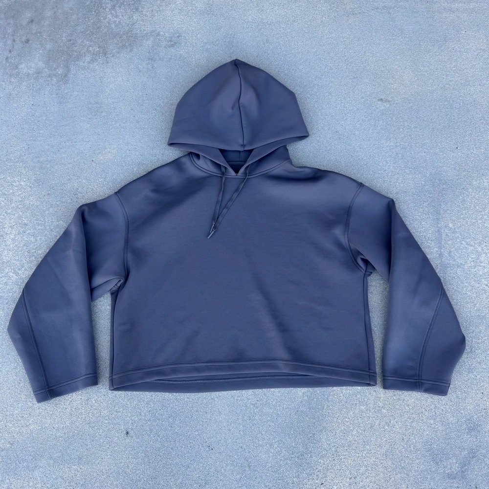 Uniqlo Dry Soft Hoodie Women Large Gray Cropped Boxy Sweatshirt - Picture 1 of 6